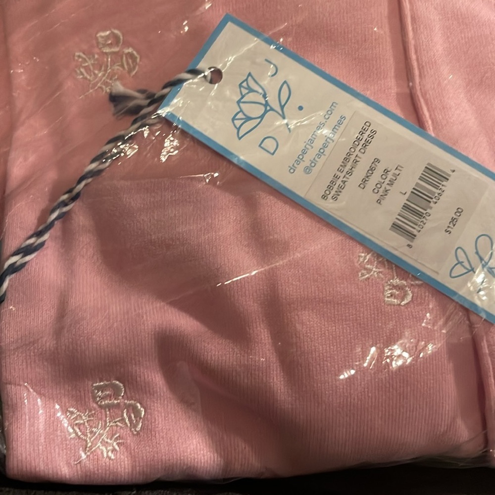 NEW Draper James, Bobbie Embroidered Sweatshirt Dress, Lt Pink, Large - Picture 7 of 7